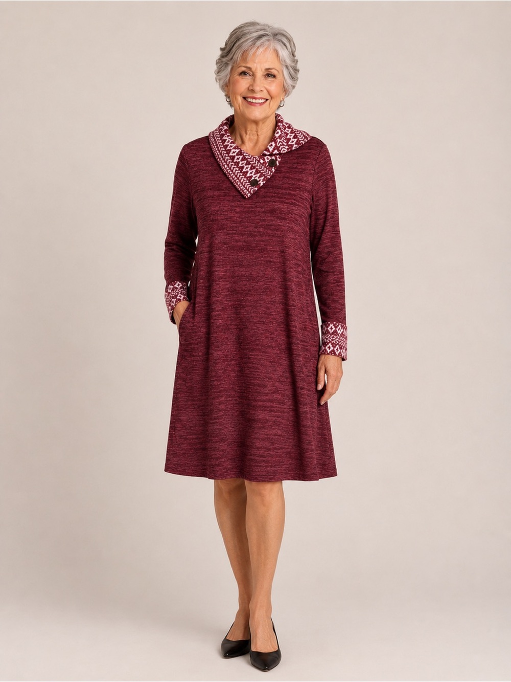 Reborn J Aztec Print Knit Tunic Dress